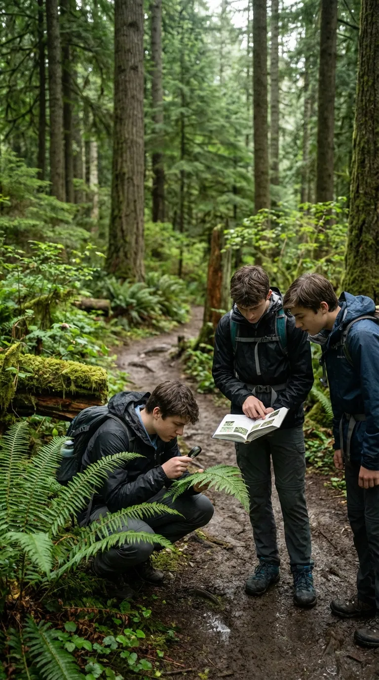 Students exploring a forest trail during outdoor education program
