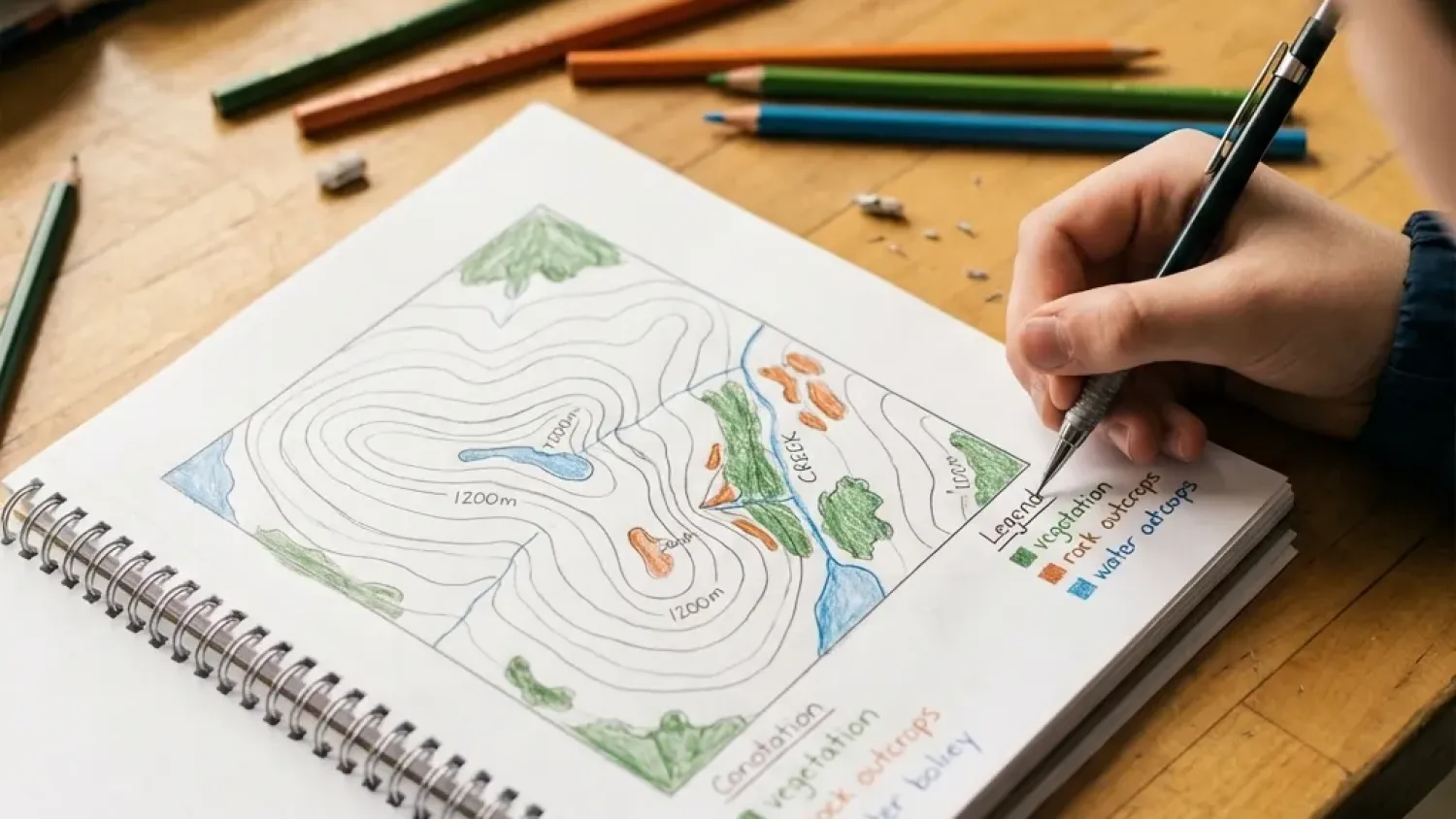 Student Notebook with Topographic Map