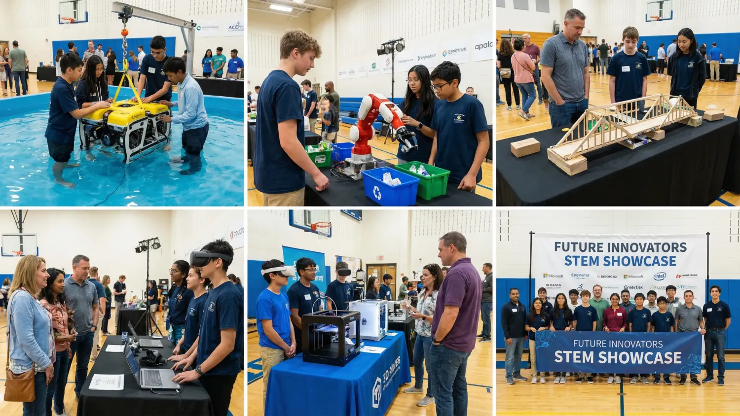 Students demonstrating STEM projects at Meridian School