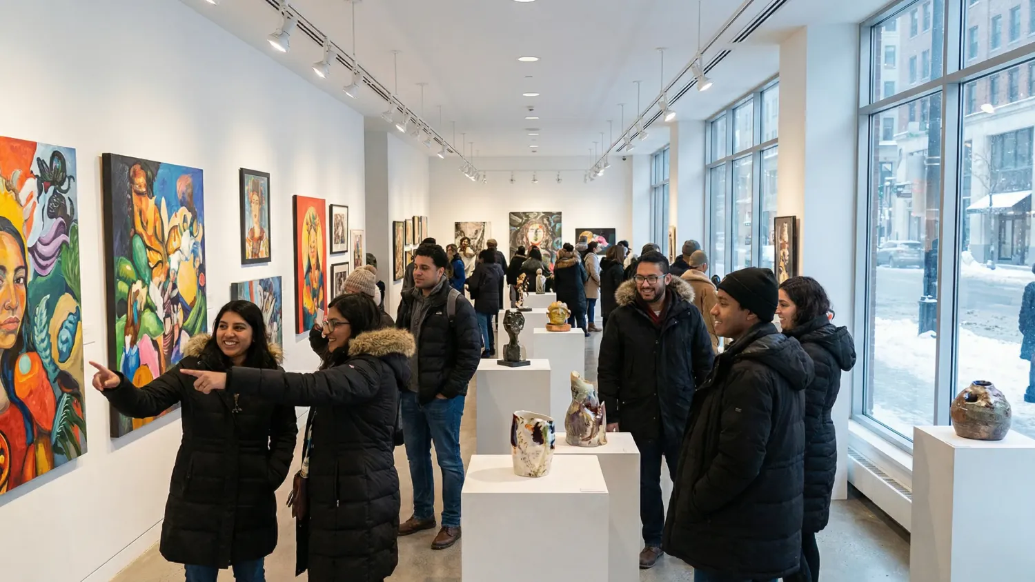 Student artwork on display at Meridian School Winter Arts Showcase